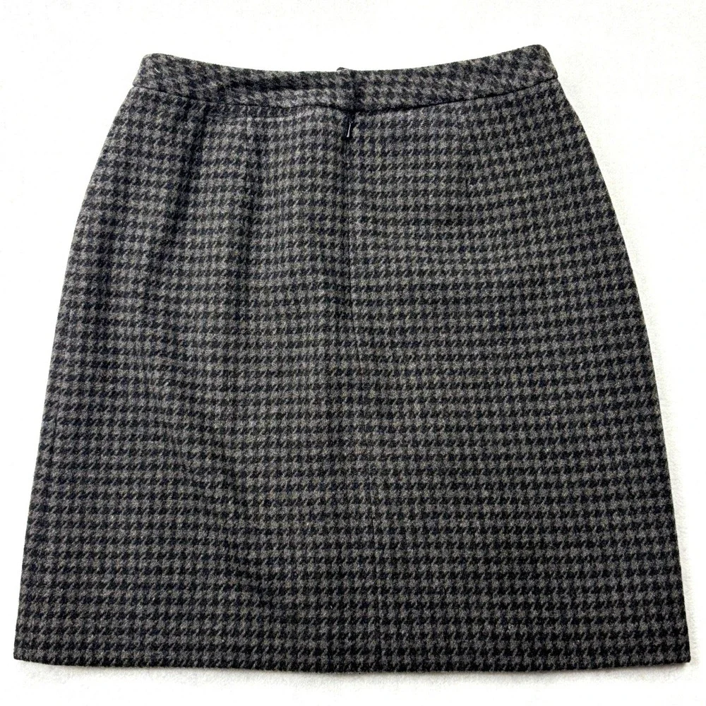 J.Crew Grey Black Houndstooth Wool Blend Mini Skirt Size 2 / 26 See Measurements